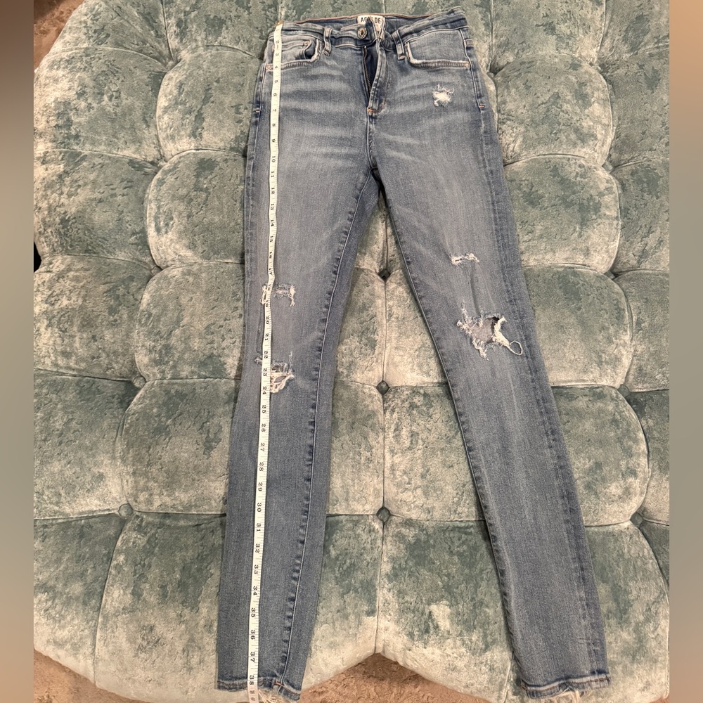 Agolde Women's Skinny Ripped Jeans - Light Blue Wash